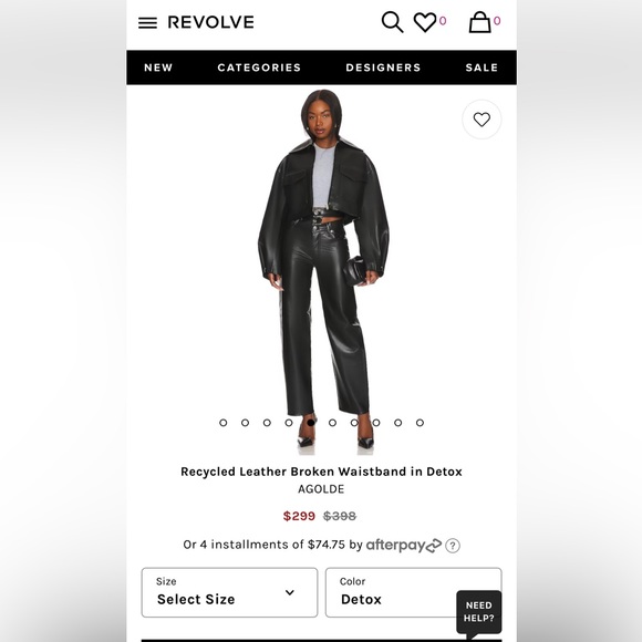 AGOLDE Recycled Leather Broken Waistband in Detox Black Size 27 retail $398 - Picture 2 of 15